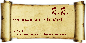 Rosenwasser Richárd névjegykártya